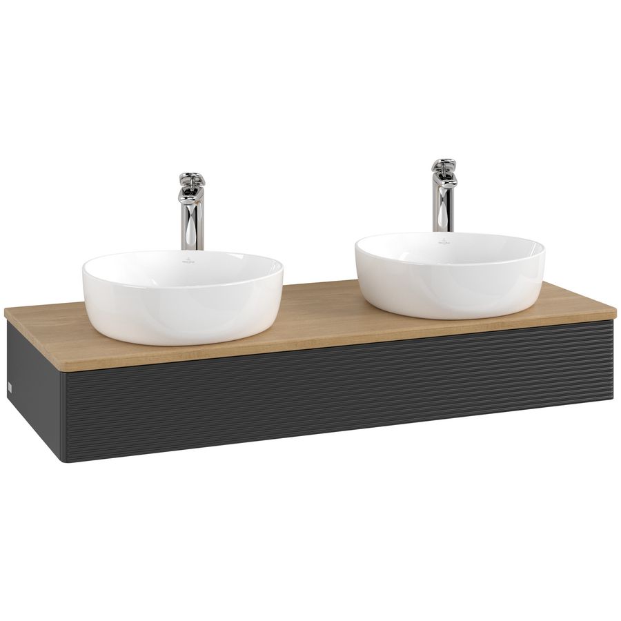 Wastafelonderkast Antao 1200x190x500mm Black Matt Lacquer K13151PD