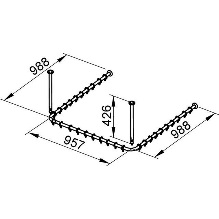 Douchegordijnstangen-Set voor douche, U-vormig 14940071000