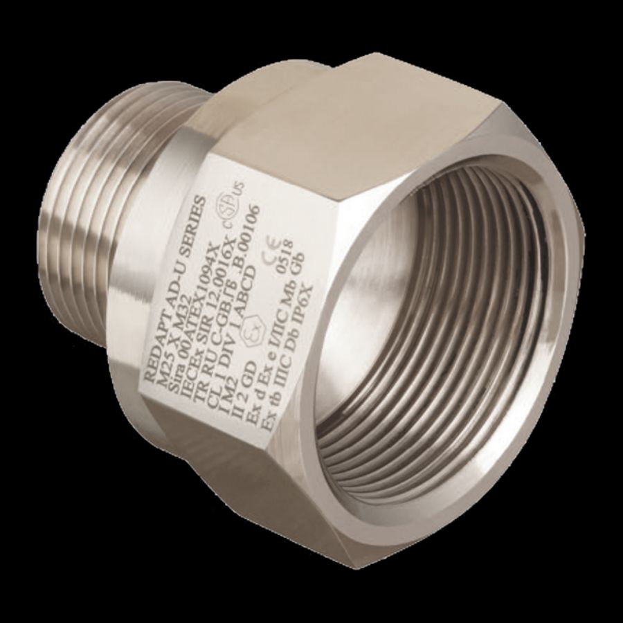 Adapter ATEX M20 naar M25 messing vernikkeld