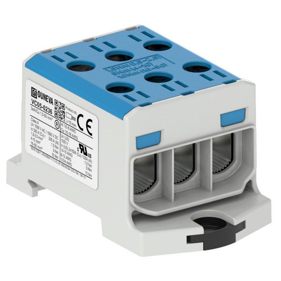 Aansluitklem OTL blauw 15-50mm² 3xAl/Cu