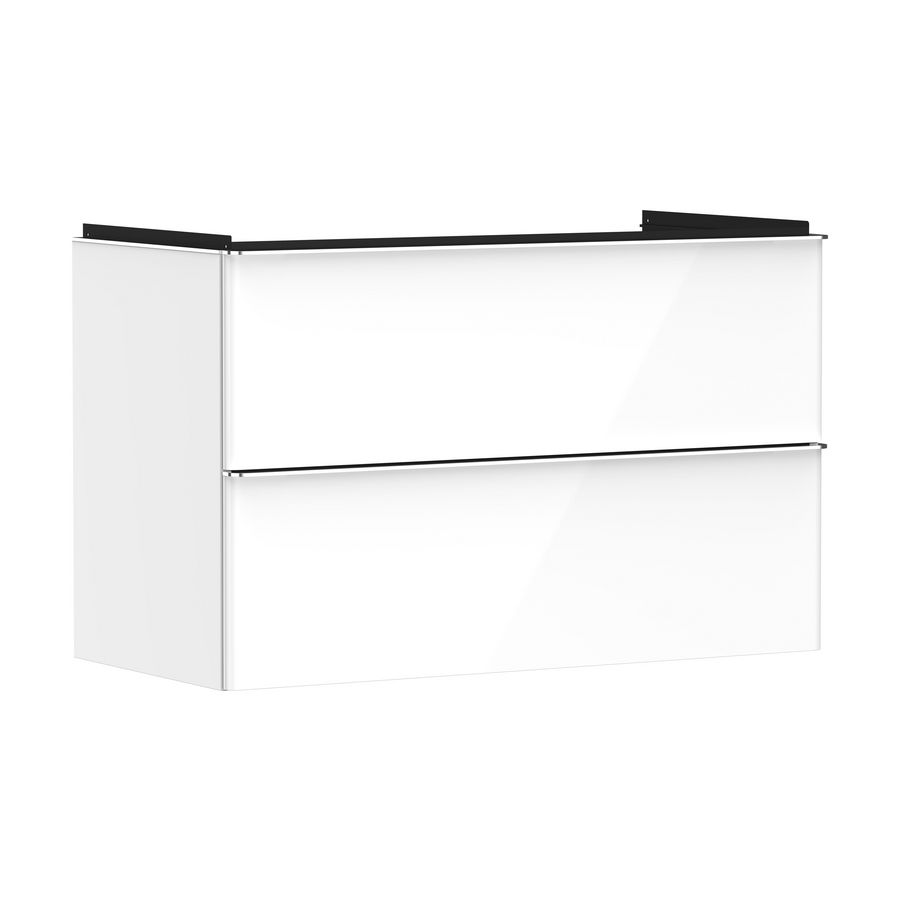 Onderkast wit hoogglans 980x475mm 2x la tbv wastafel greepkleur chroom Xelu Q 54031000