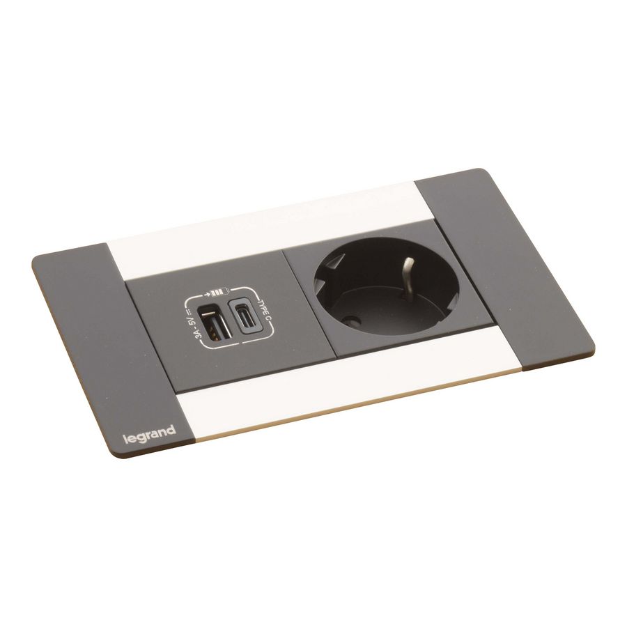 Bureau aansluitunit alu.zwart 4 mod. 1 WCD + USB Multilink