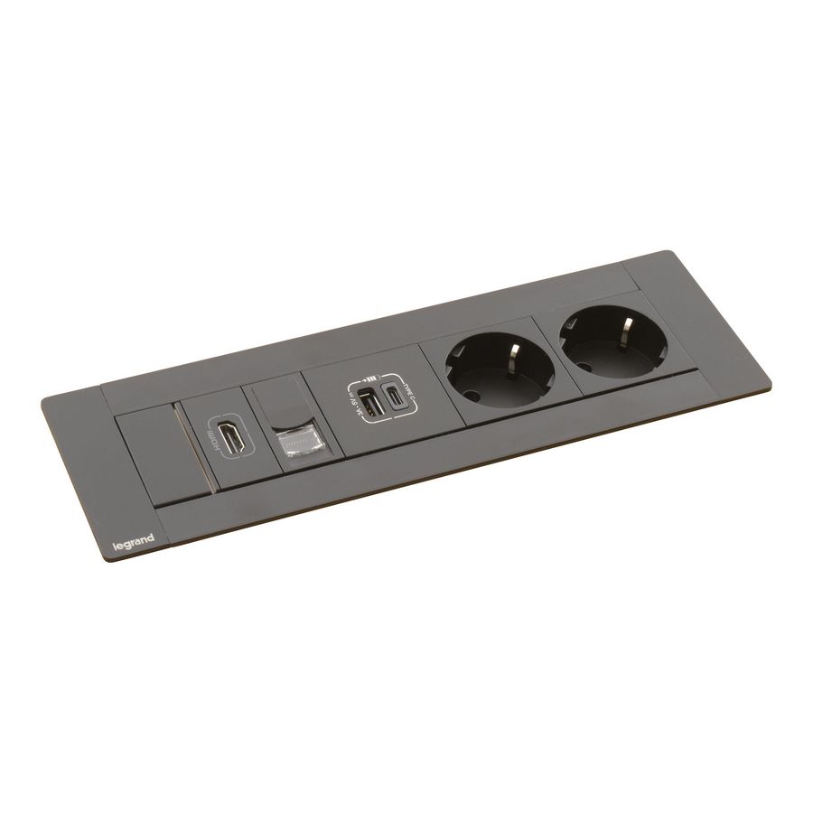 Bureau aansluitunit zwart 8 mod. 2 WCD + USB+RJ45 Multilink