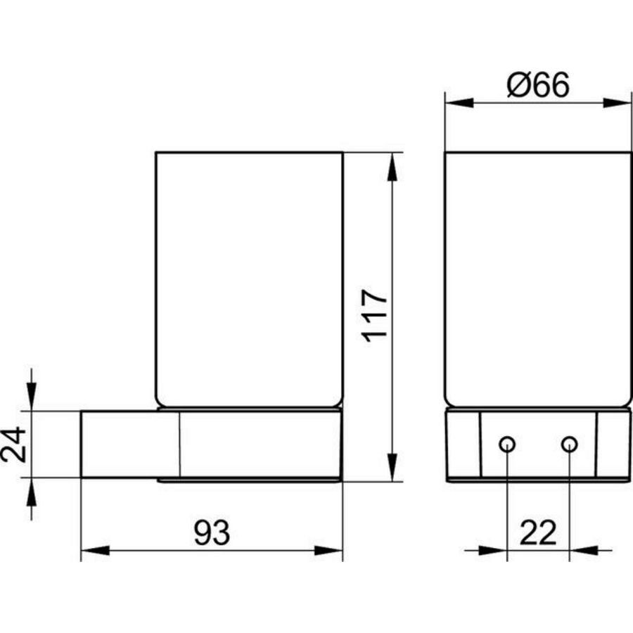 Plan glashouder met glas aluminium zilver geeloxeerd