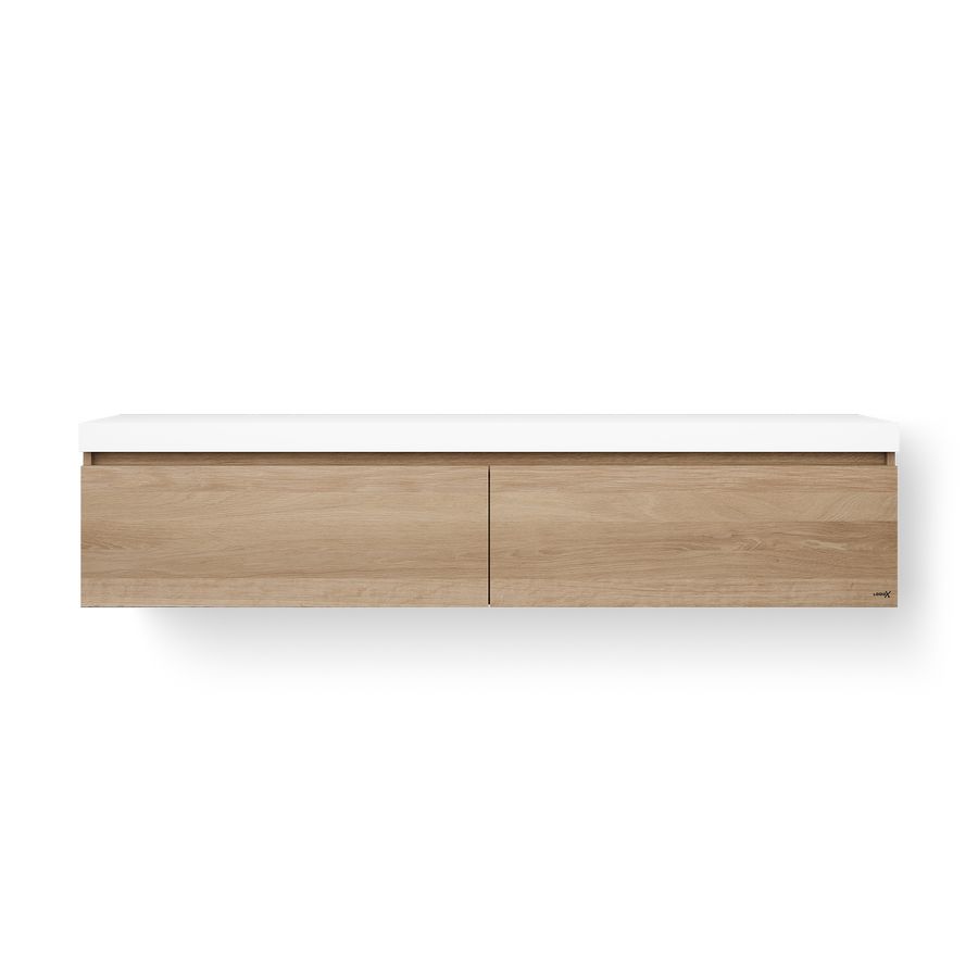 Wastafelonderkast Solid Base Drawer BoX 200cmWooden Base Drawer 2x la old grey