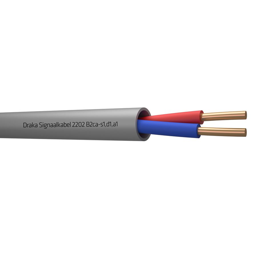 Haspel a 500m. signaal kabel B2ca gy# 2x0,8mm 2202