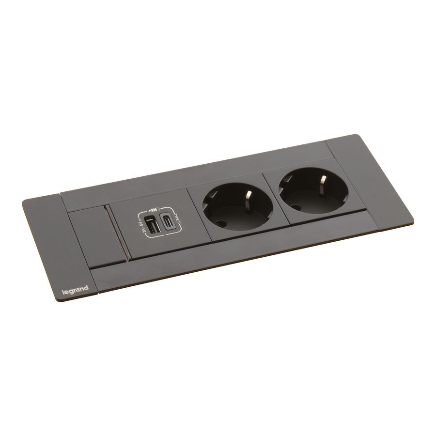 Bureau aansluitunit zwart 6 mod. 2 WCD + USB Multilink