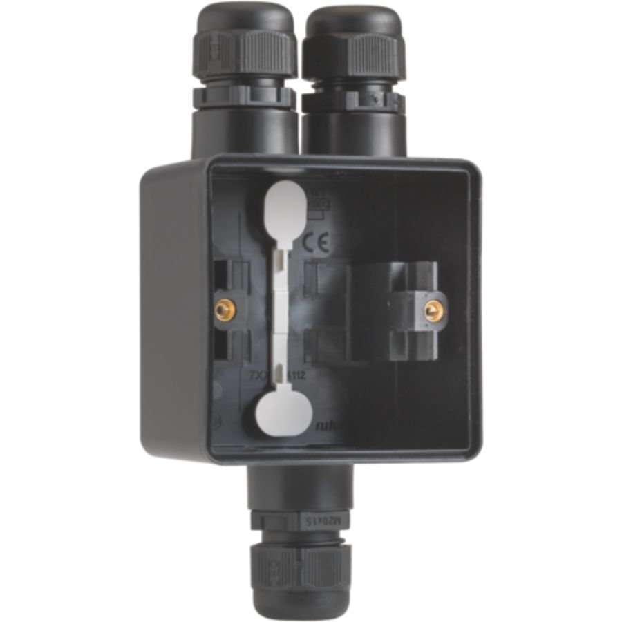 Spuitwaterdichte opb.doos 2-voudige M20/1 enkelv.ing. Zwart