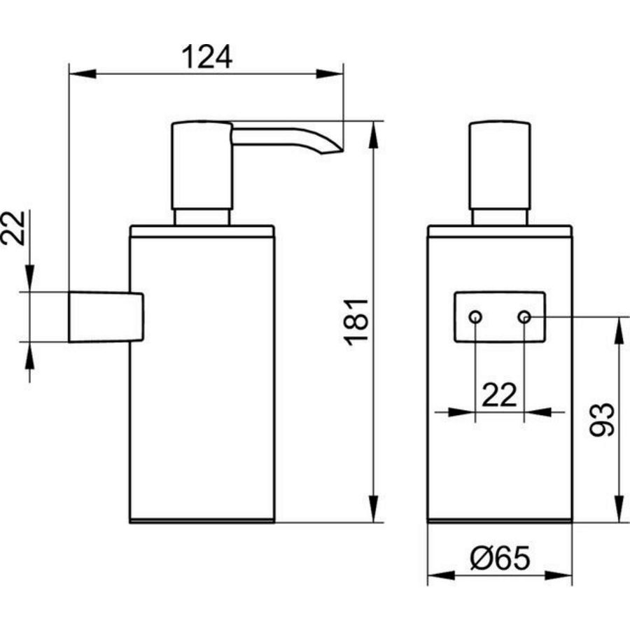 Plan zeepdispenser wand edelstaal