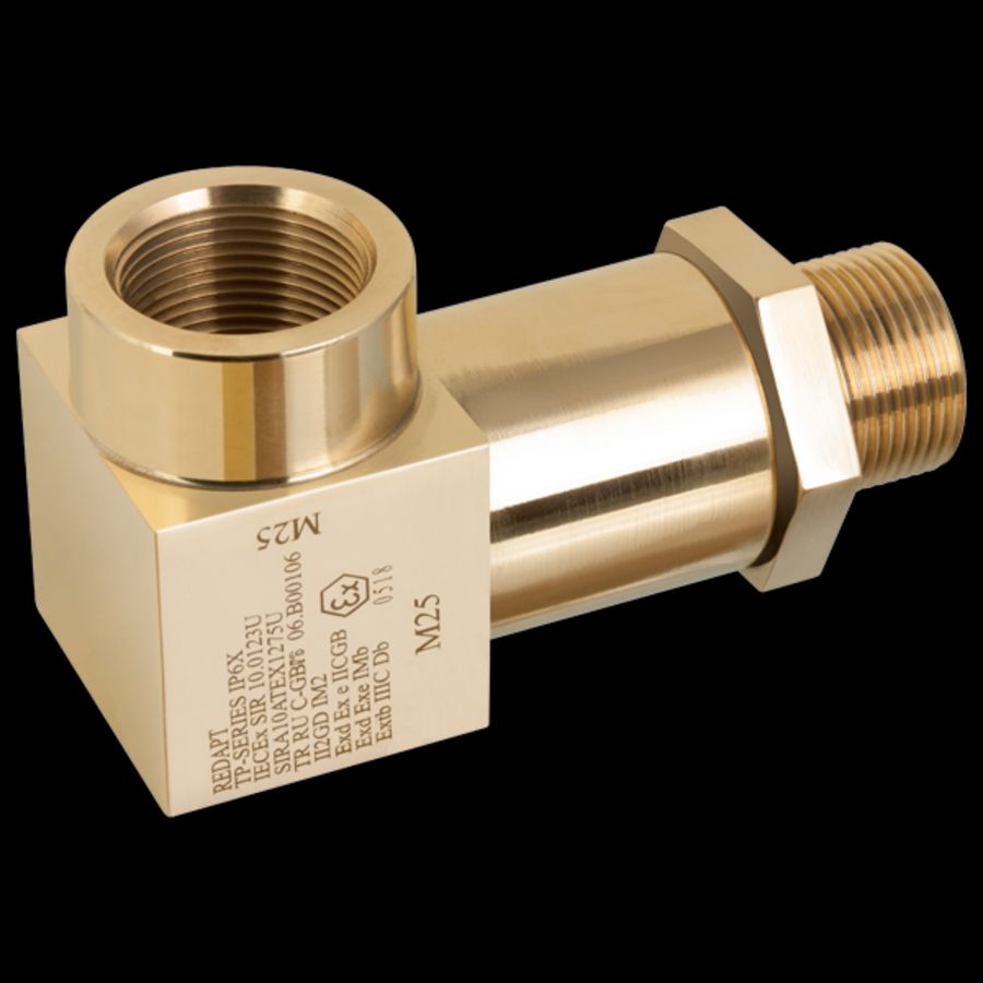 Verloopring kabel Swivel 90° messing 1/2"NPT 1/2"NPT ATEX