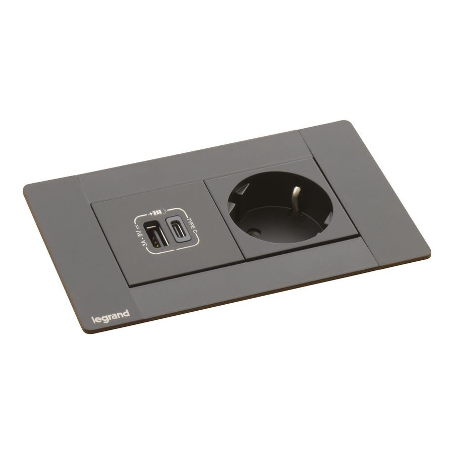 Bureau aansluitunit zwart 4 mod. 1 WCD + USB Multilink