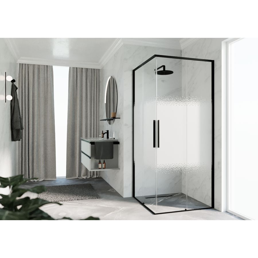 Schuifdeur RIGA A 1075-1090x2000mm Rose-1 motief profiel zwart