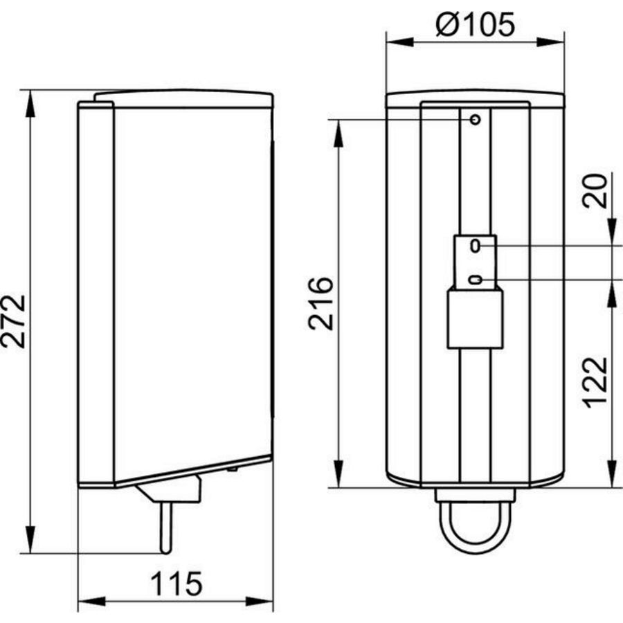 Plan zeepdispenser wand RVS
