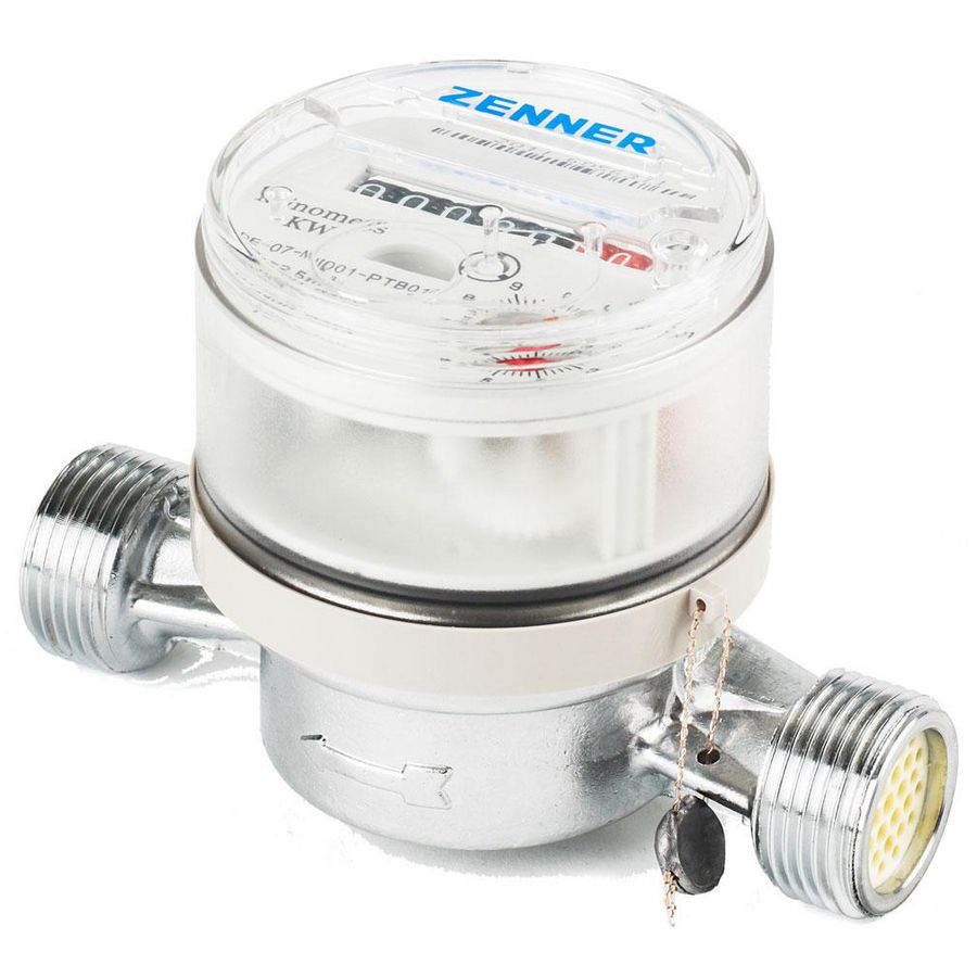 Watermeter ETWD-N warm water (max. 90°C.) Q3 2,5m³h DN15 3/4" bt. 1ltr./impuls