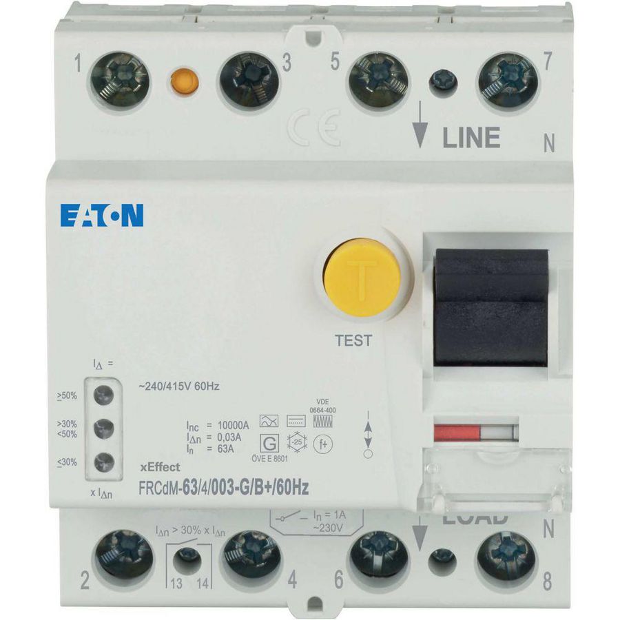 Aardlekschakelaar digi RCCB FRCDM 63A 4-polig 30mA 10kA G/B+ 60Hz