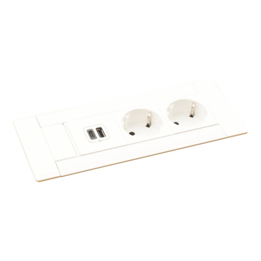 Bureau aansluitunit wit 6 mod. 2 WCD + USB Multilink