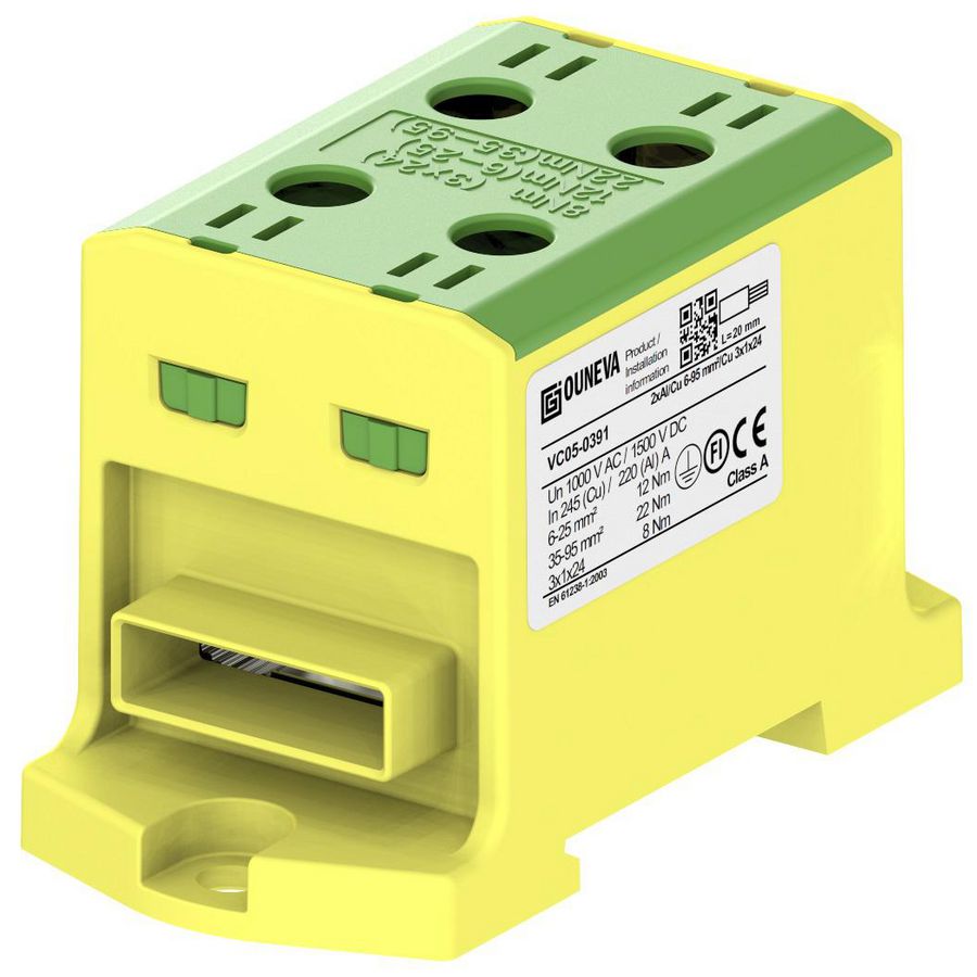 Aansluitklem OTL groen/geel 6-95mm² 2xAl/Cu FBB