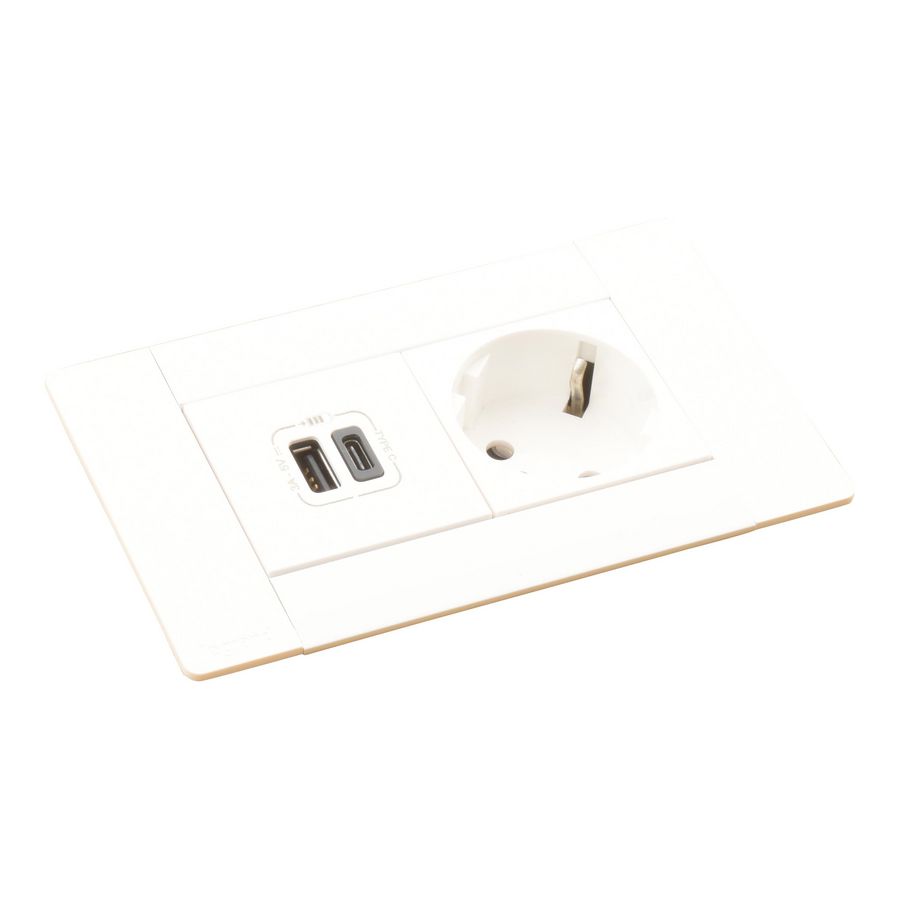 Bureau aansluitunit wit 4 mod. 1 WCD + USB Multilink