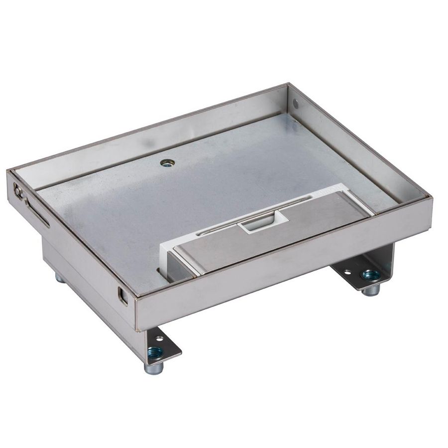 RVS vloerdoos voor betonvloer 4xK45 modules diepte 123-153mm