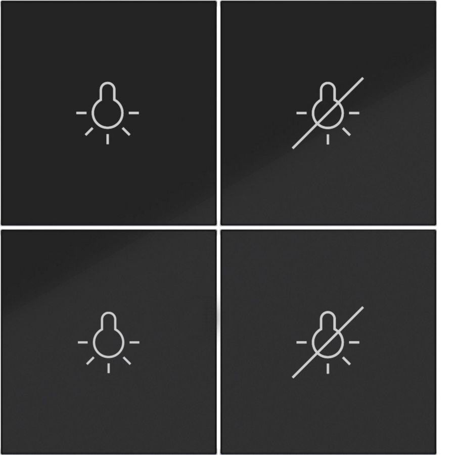 Afdekking KNX taster 4-v licht aan/uit A.x/C.x zwart gl.