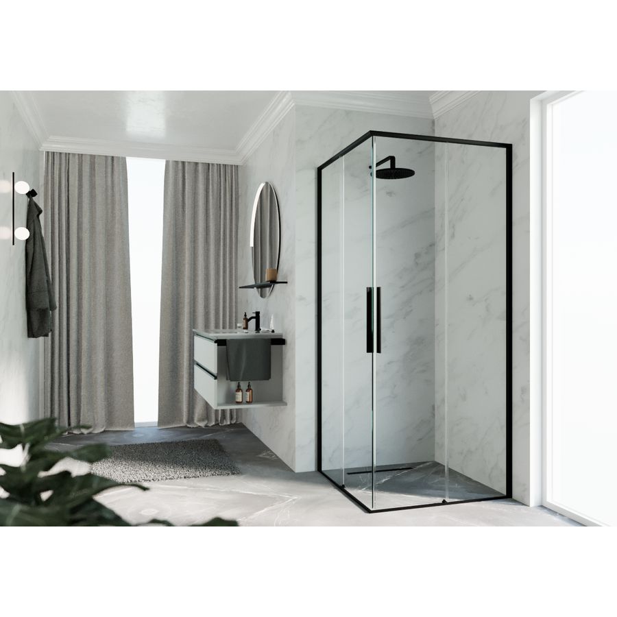 Schuifdeur RIGA A 1075-1090x2000mm helder glas profiel zwart