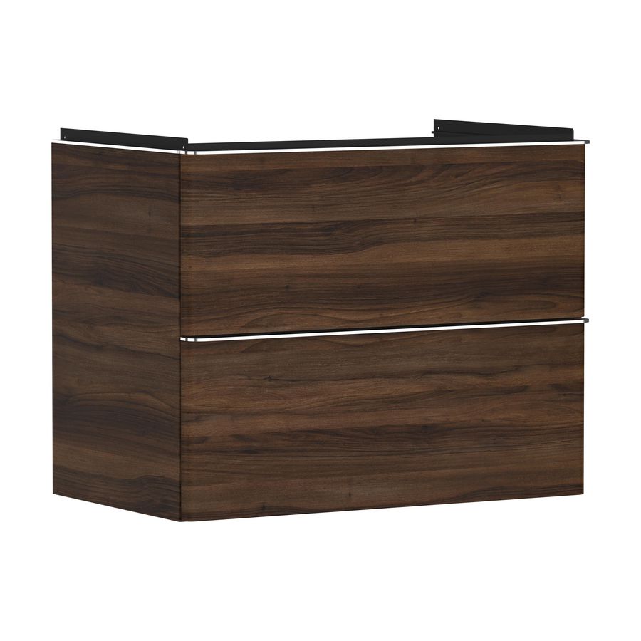Onderkast Dark Walnut 780x475mm 2x la tbv wastafel greepkleur chroom Xelu Q 54030000