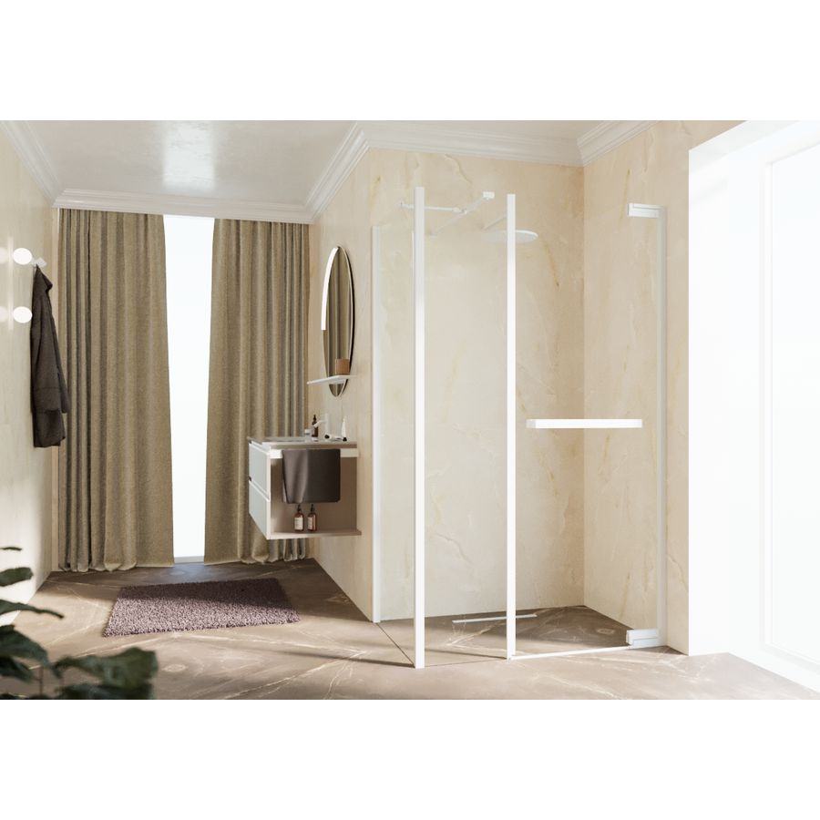 Douchedeur met vast paneel N180 type GFL 100 bereik 990-1020x2000mm helder glas wit mat