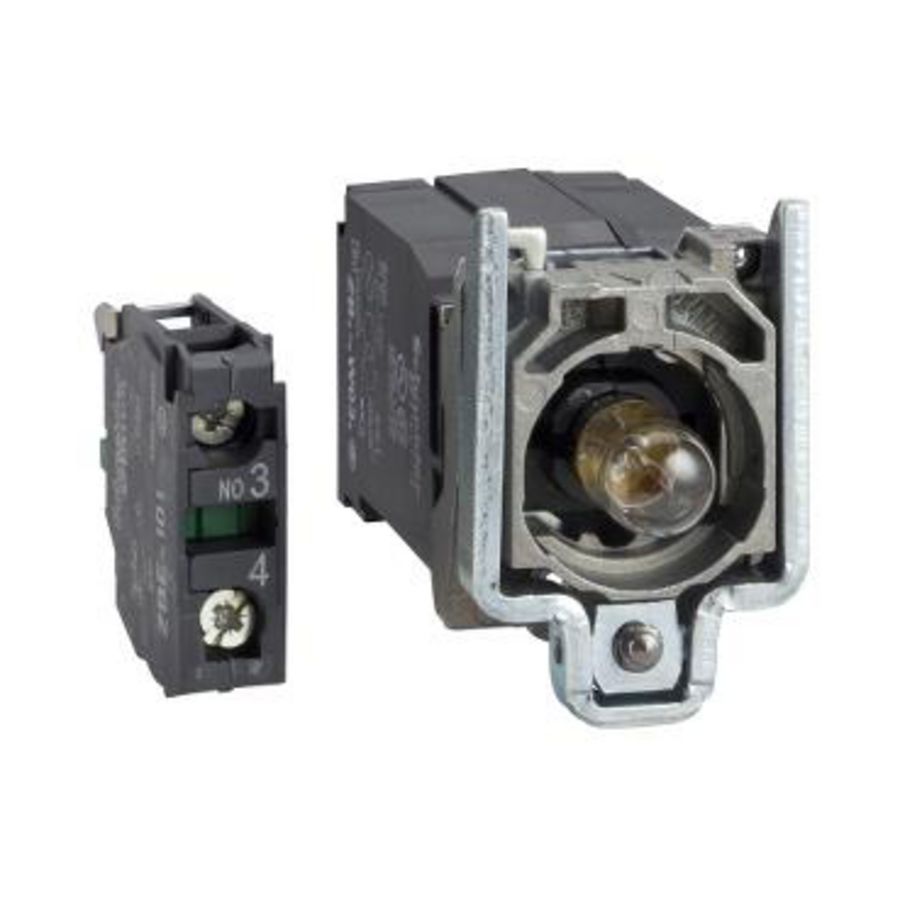 Lichaam verlichte drukknop Ø22mm kleurloos lampBA 9s 1NO