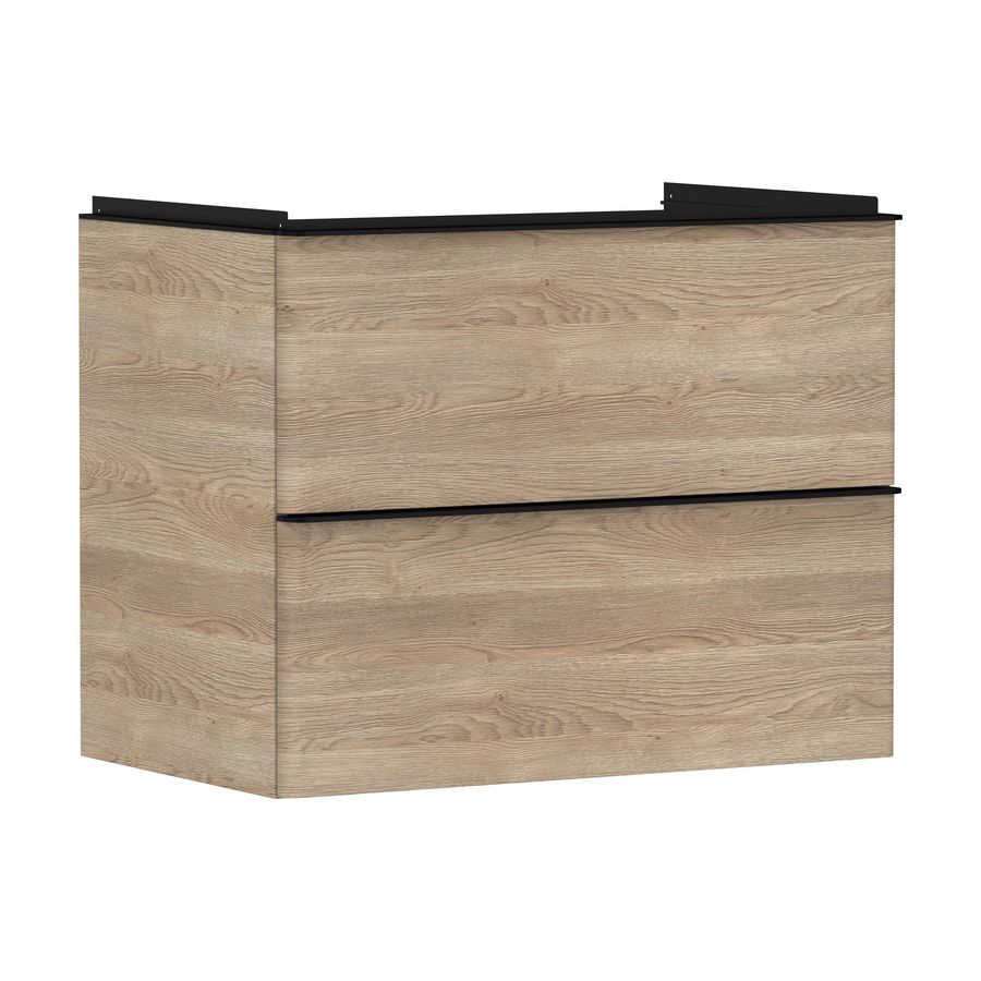 Onderkast Natural Oak 780x475mm 2x la tbv wastafel greepkleur mat zwart Xelu Q 54029670