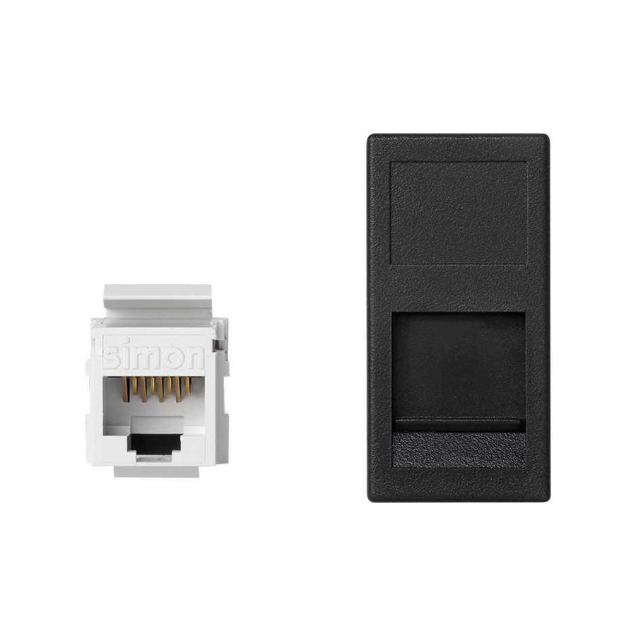 1x RJ45 Cat.6 inbouwmodule zwart 22,5x45mm