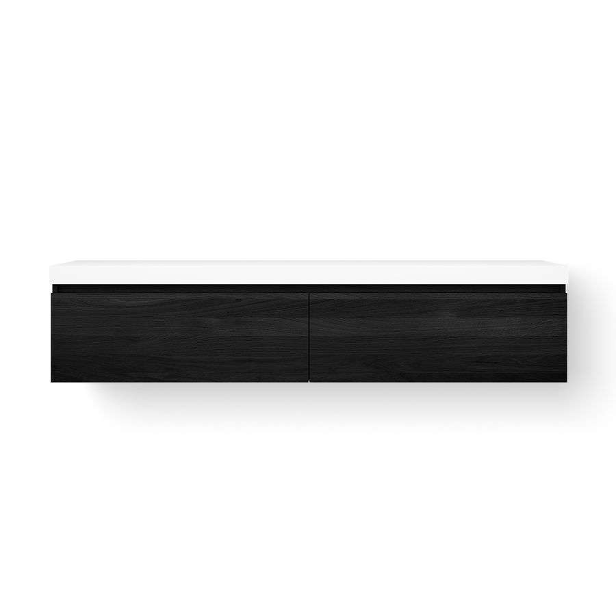 Wastafelonderkast Solid Base Drawer BoX 200cm Wooden Base Drawer 2x la black
