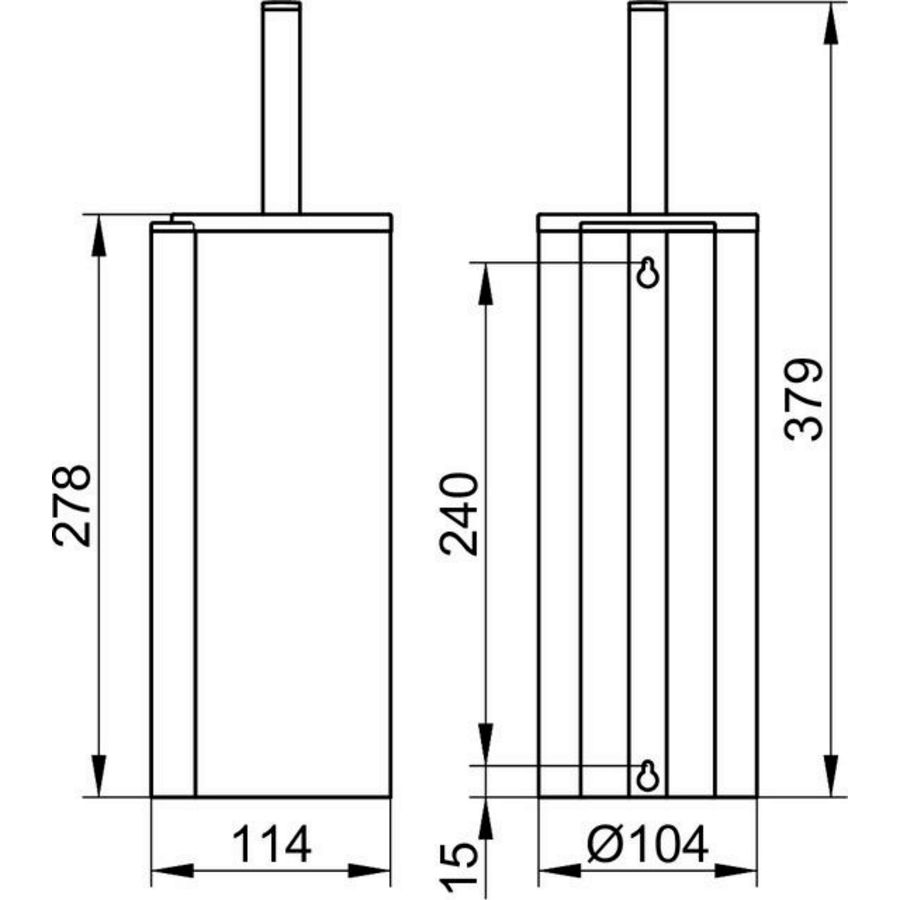 Plan closetborstelgarnituur aluminium zilver geeloxeerd