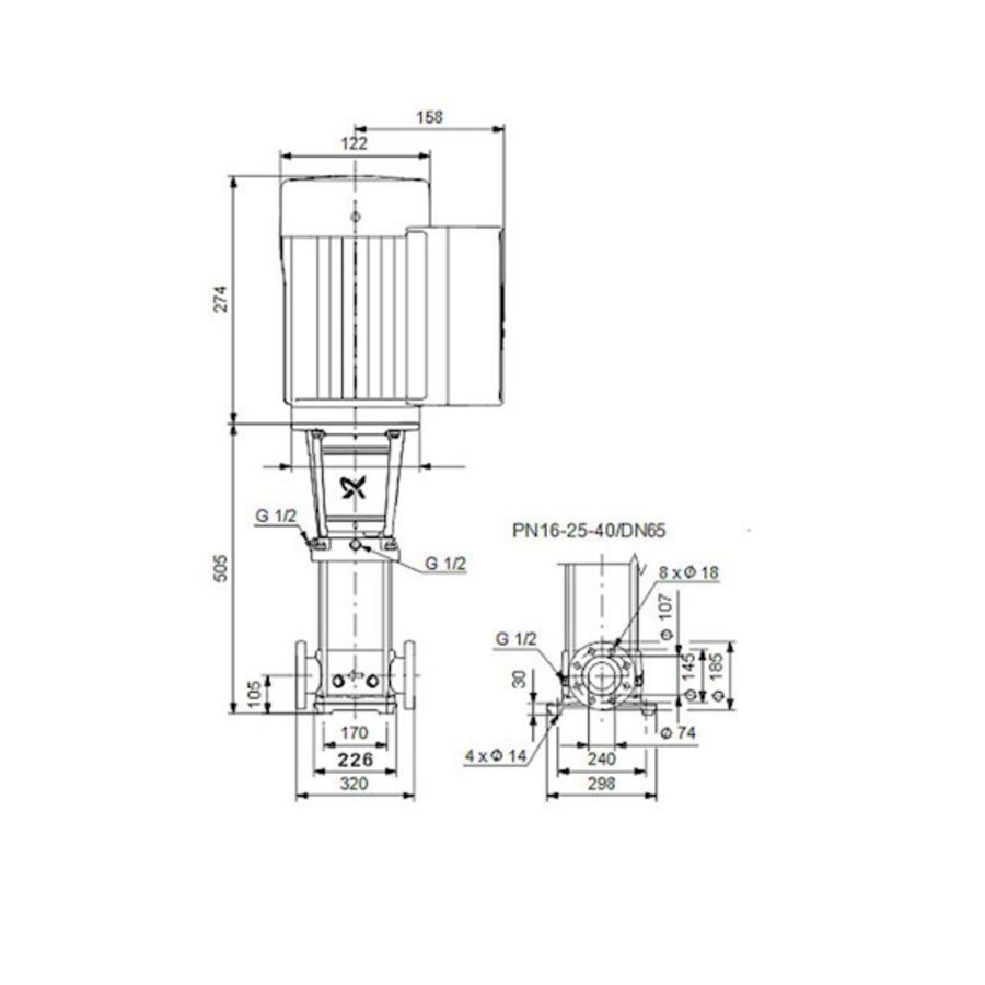 Centrifugaalpomp CRNE32-1-1 A-F-G-E-HQQE 3x380-500 60 HZ