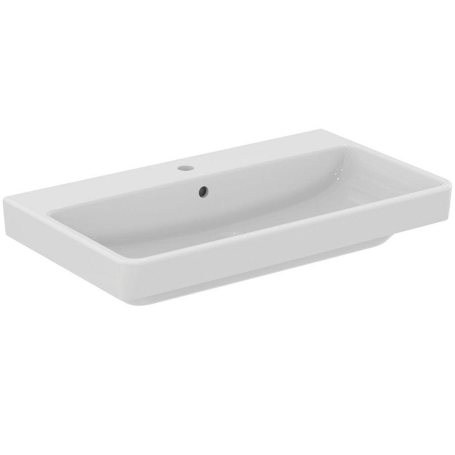 Wastafel I.LIFE B VANITY 820x475x160mm in glanzend wit afwerking 1 kraangat met overloop