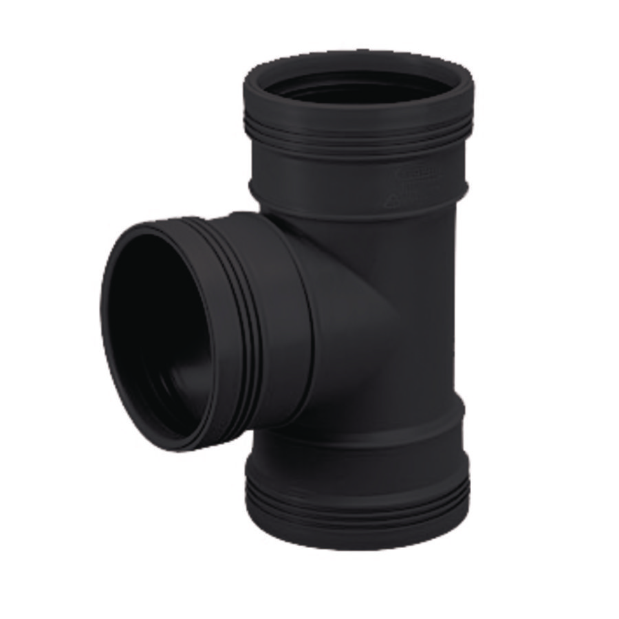 Wafix PP manchet T-stuk 88° 90mm zwart 3x mof