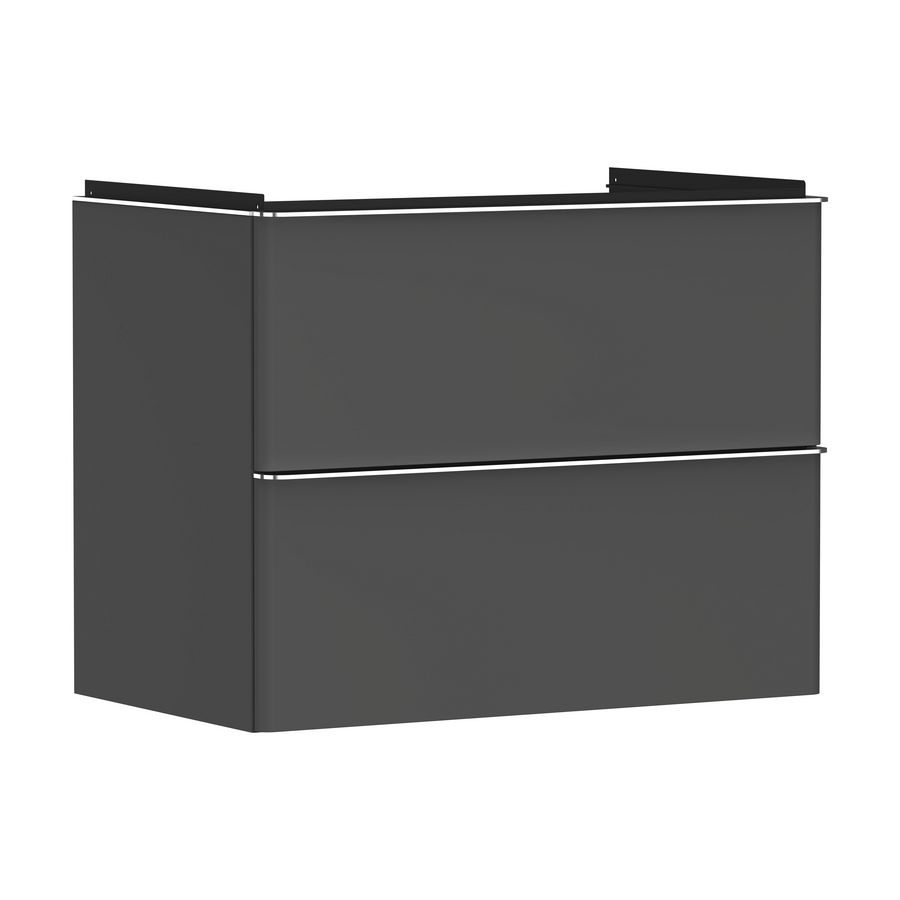 Onderkast mat grijs diamant 780x475mm 2x la tbv wastafel greepkleur chroom Xelu Q 54028000