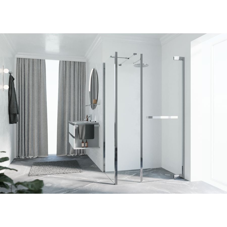 Douchedeur met vast paneel N180 type GFL 100 bereik 990-1020x2000mm helder glas chroom