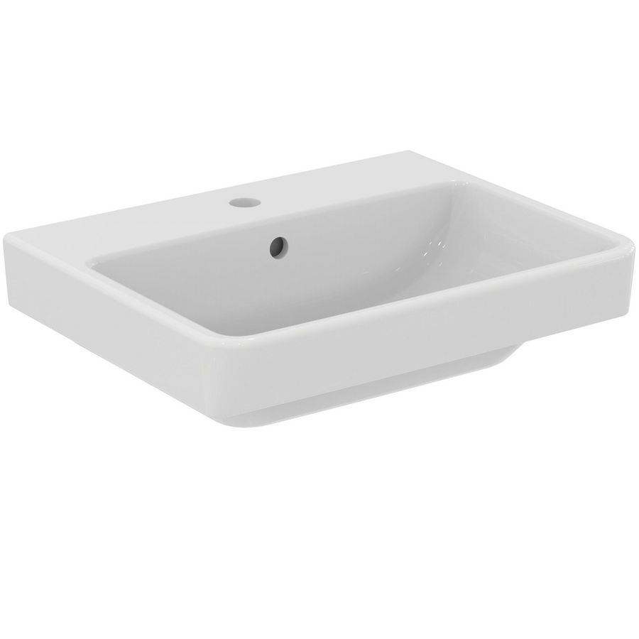 Wastafel I.LIFE B VANITY 550x435x170mm in glanzend wit afwerking, 1 kraangat, met overloop (bw)