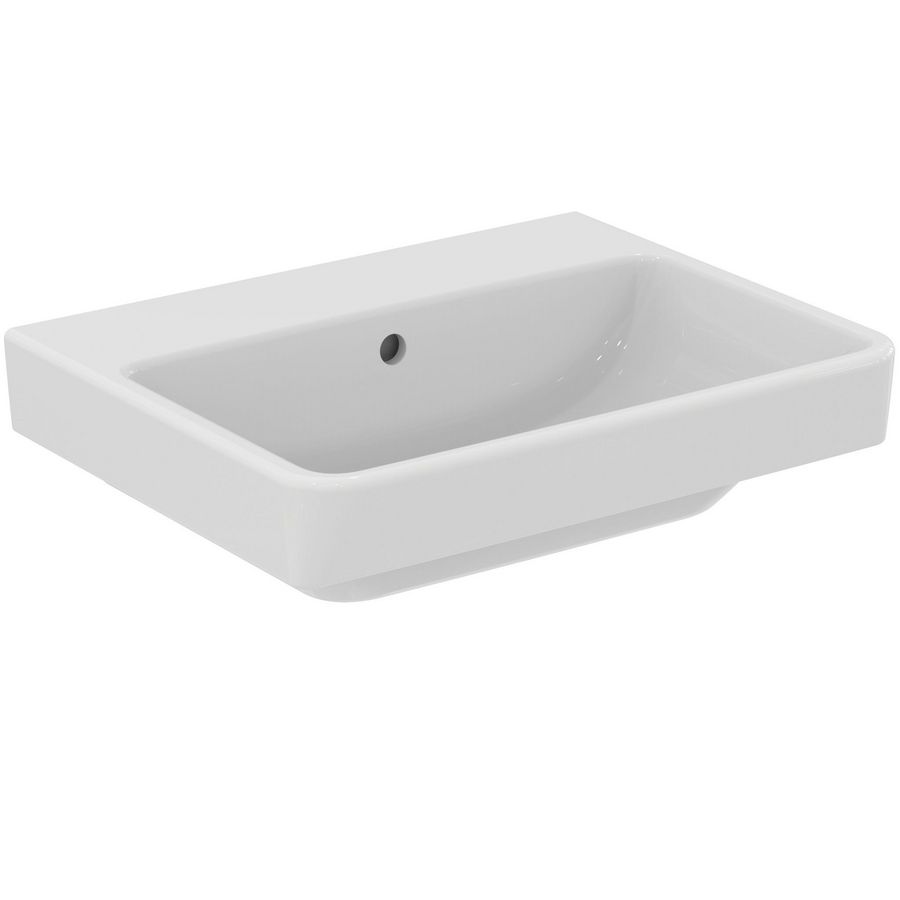 Wastafel I.LIFE B VANITY 550x435x170mm in glanzend wit afwerking, zonder kraangat, met overloop
