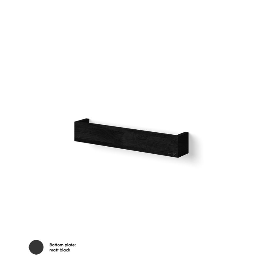 Wooden Shelf BoX 60cm massief eiken black bodemplaat mat zw