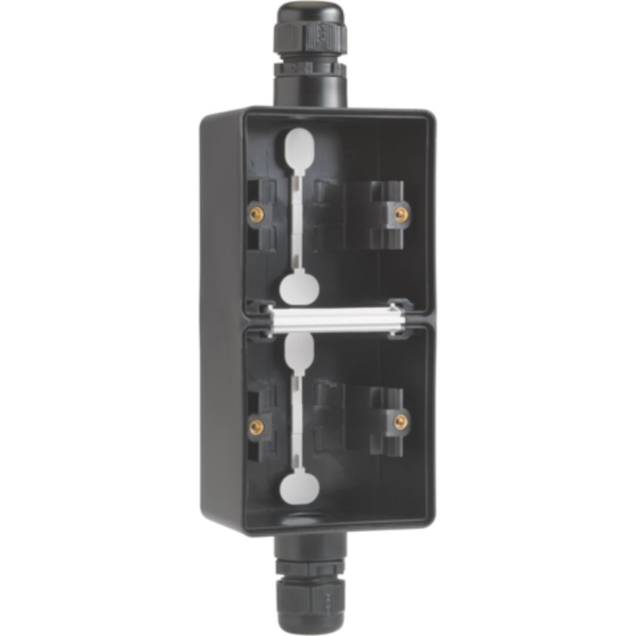 Spuitwaterdichte dubbele verticale opbouwdoos boven/onder M20 zwart