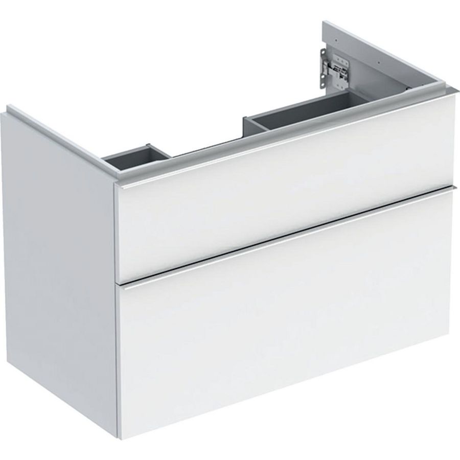 iCon wastafelonderkast 2x la 90cm wit hoogglans / greep chroom