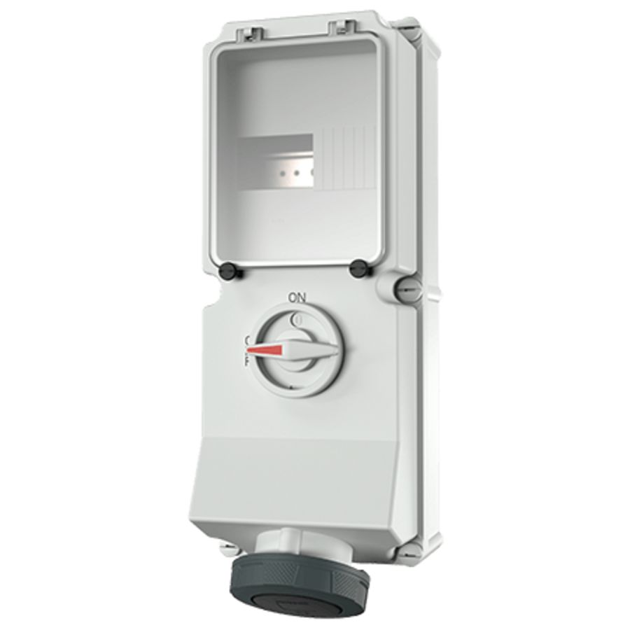 Wandcontactdoos 63A 4-polig  7H 500V IP67 DUO + rail