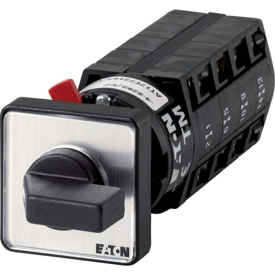 Omschakelaar 8 cont. 10A frontplaat:1-0-2 90° vast 1gats