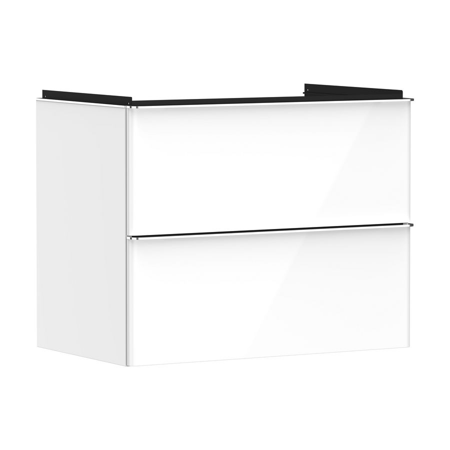 Onderkast wit hoogglans 780x475mm 2x la tbv wastafel greepkleur chroom Xelu Q 54027000
