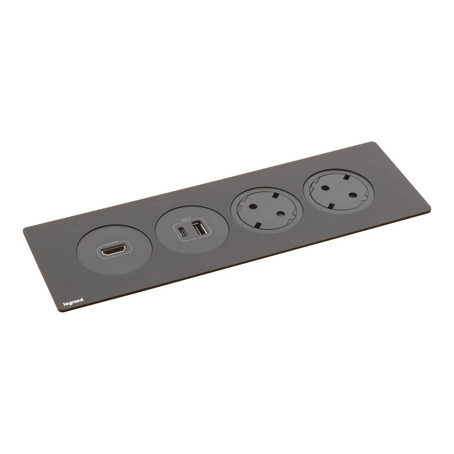 Mechanismen 2x met 2 Wandcontactdoos + HDMI + USB zw Disq"in