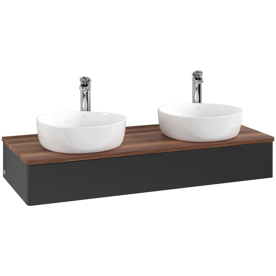 Wastafelonderkast Antao 1200x190x500mm Black Matt Lacquer L13052PD