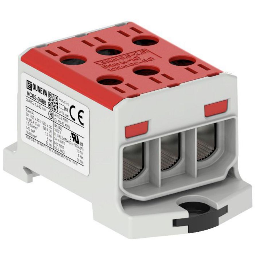 Aansluitklem OTL rood 15-50mm²3xAl/Cu