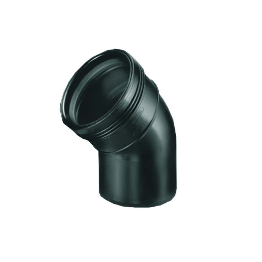 Wafix PP manchet bocht 45° 90mm zwart mof/spie