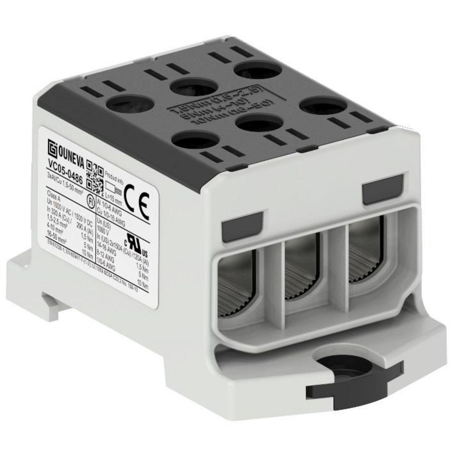 Aansluitklem OTL zwart 15-50mm²3xAl/Cu